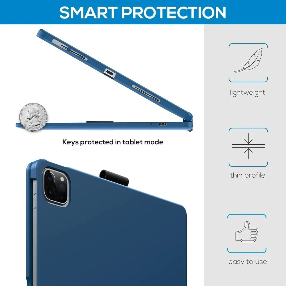 typecase 11 Inch ABS Keyboard Case Trackpad Backlit for iPad Air Pro Blue